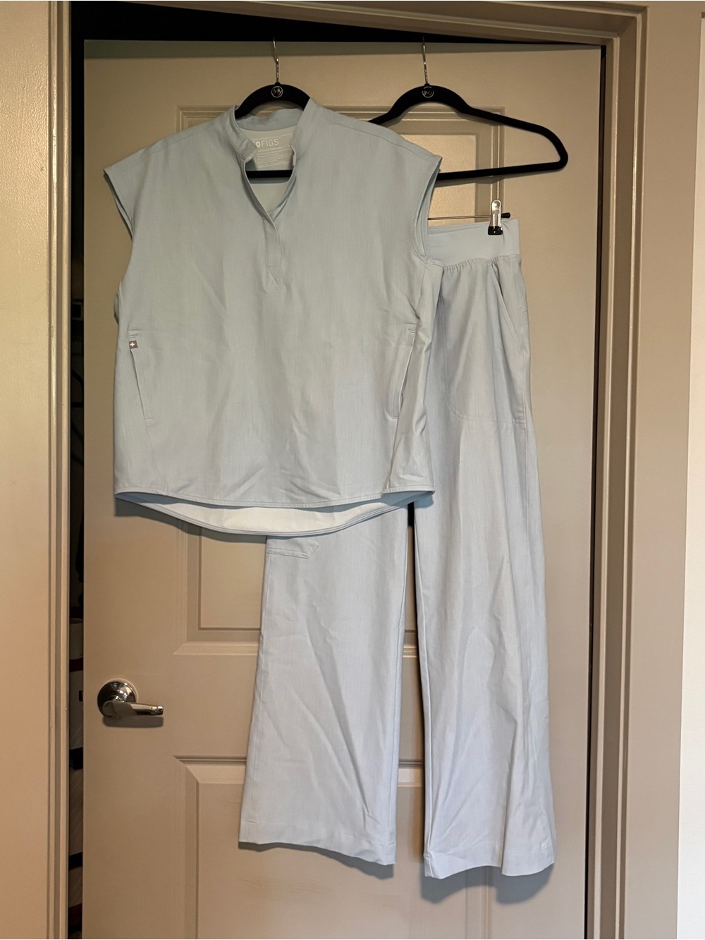 FIGS Rafaela top and Isobel pants- light blue